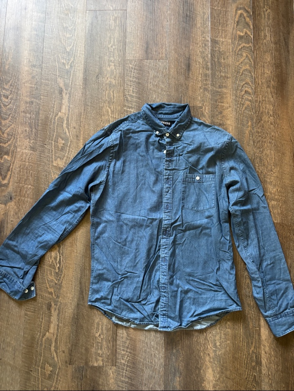 Express Men's Indigo Button-Front Denim Shirt